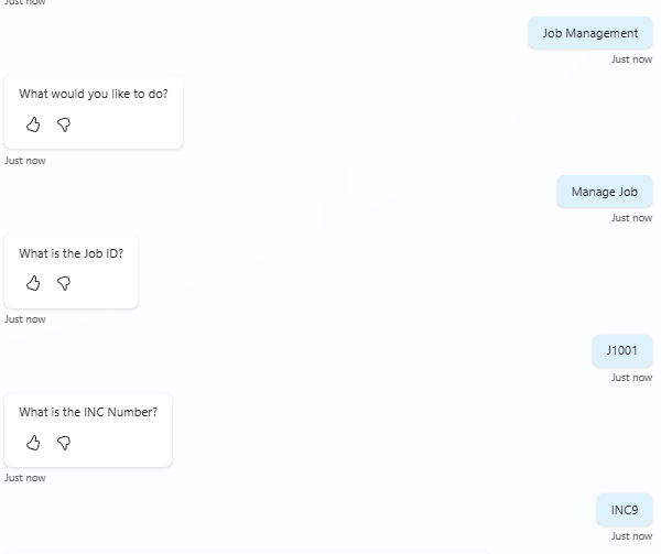 Screenshot of a CoPilot Agent chat