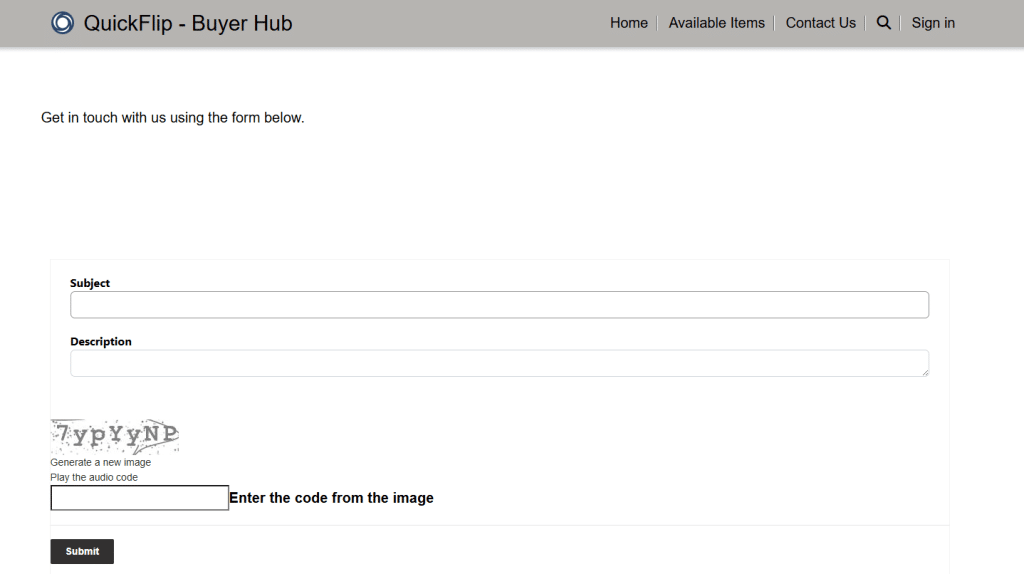 a screenshot of a form on Power Pages which a customer can fill in