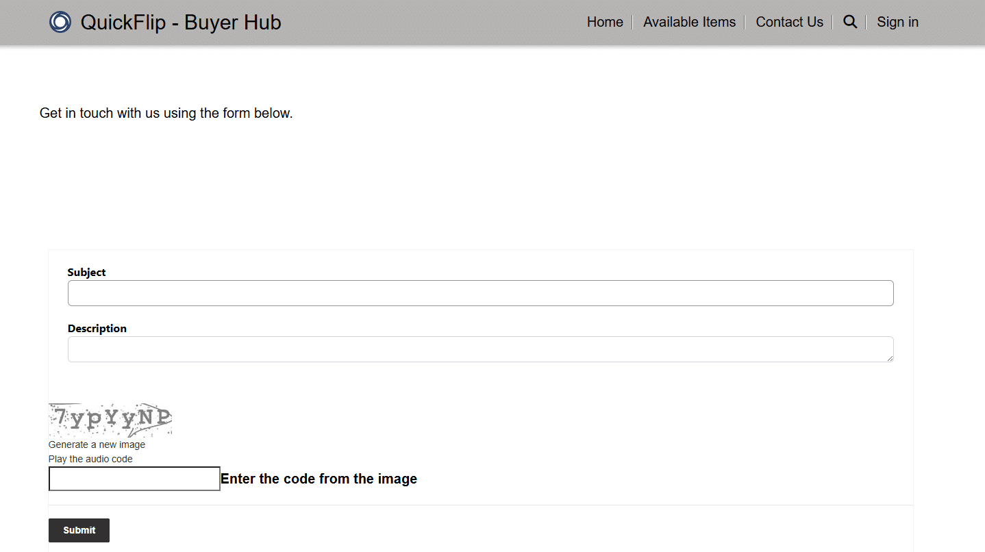 a screenshot of a form on Power Pages which a customer can fill in